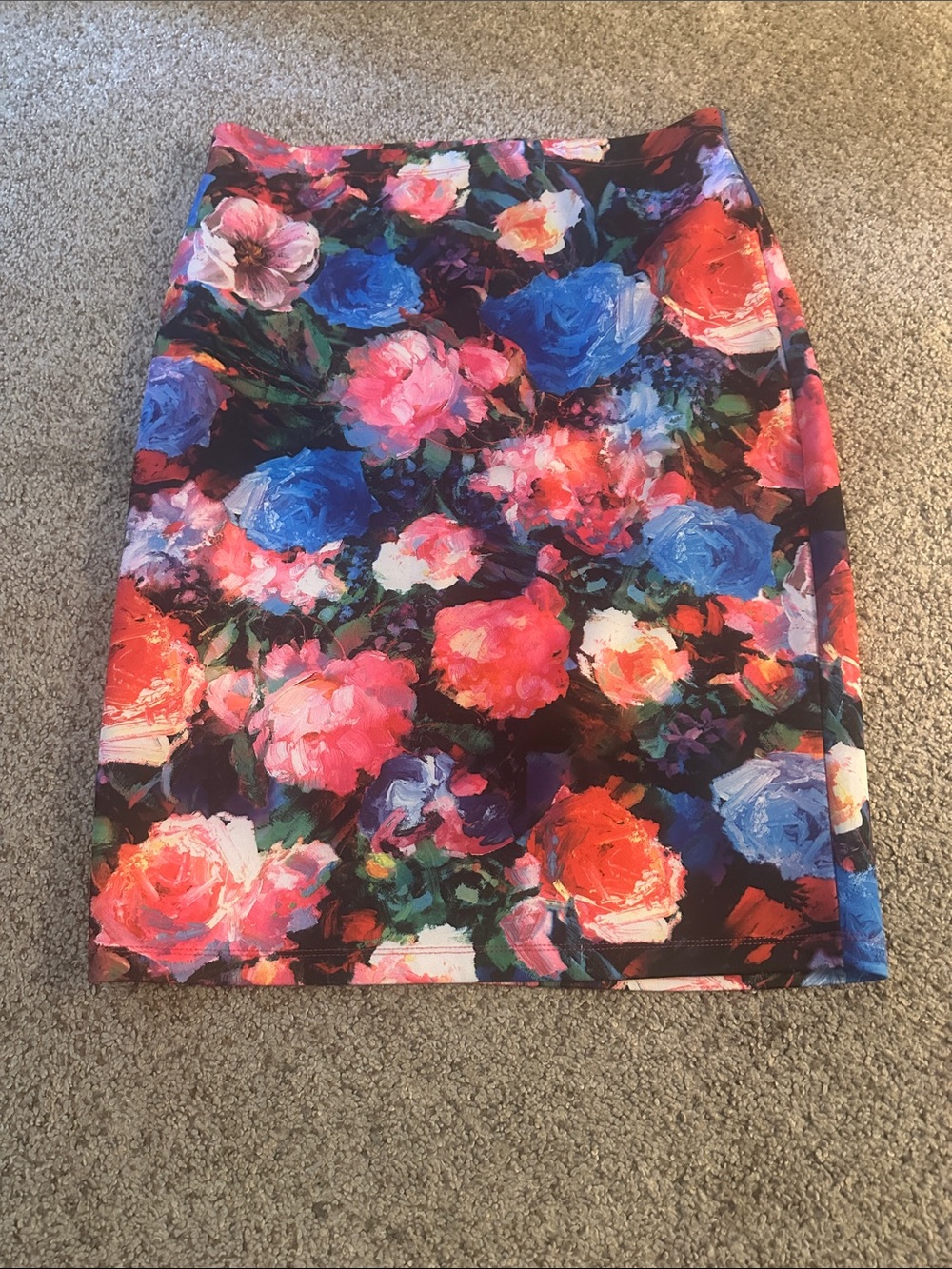 Express Floral Pencil Skirt in Blue, Pink, Red